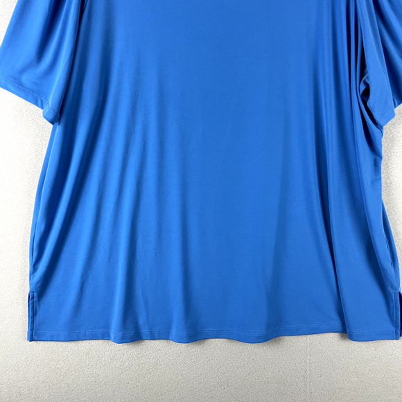 Susan Graver Tunic Top Womens 3X Liquid Knit Blue Puff Shoulder Stretch Casual - Picture 3 of 14